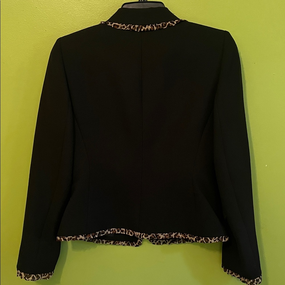 Tahari Black Suit with Leopard Trim. - Picture 5 of 8